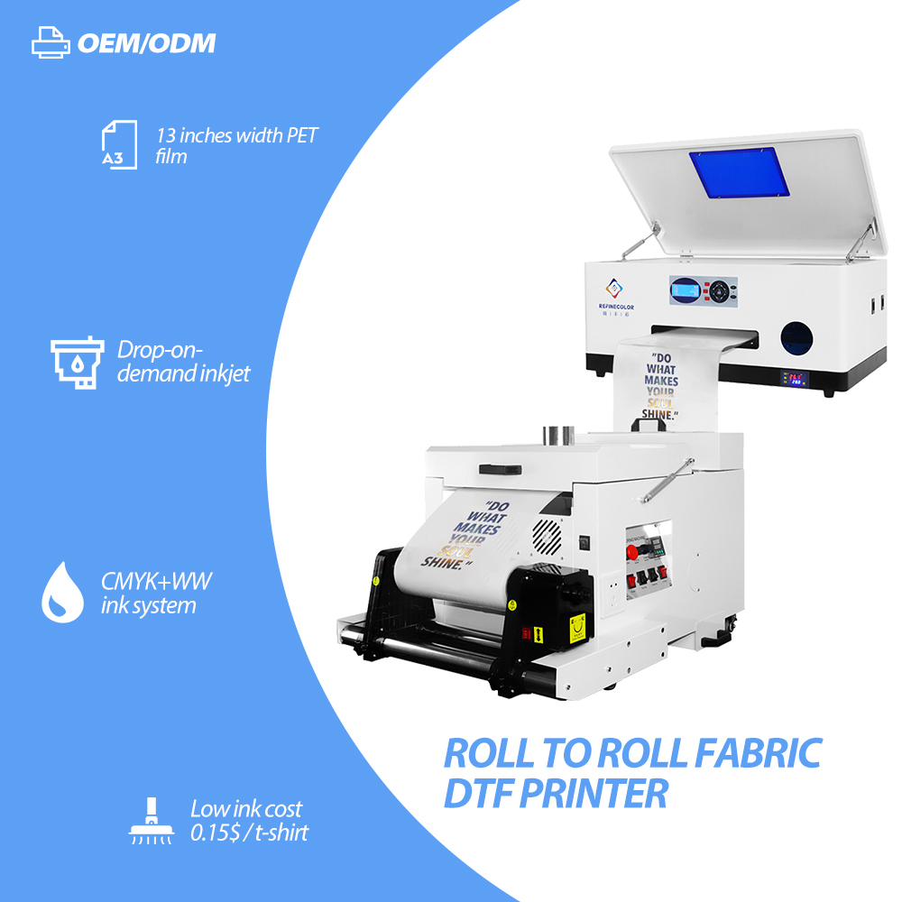 Impresora Refinecolor 330mm A3 DTF XP600/i1600, máquina de impresión de camisetas, transferencia de calor a telas 